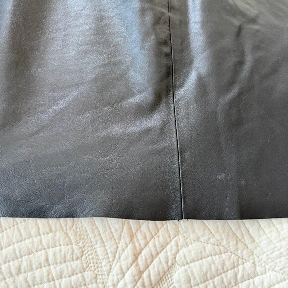 Vintage 1980s Finity Genuine Leather Black Mini Skirt Size 14 - Picture 10 of 13